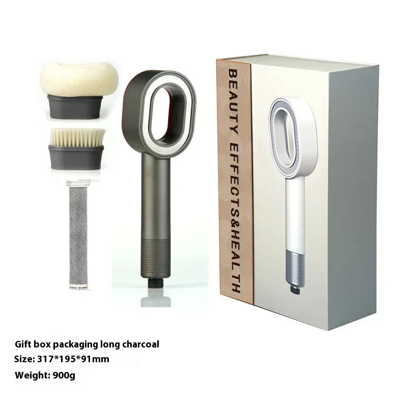 High end fragrance shower showerhead with carbon fiber filter element for filtering fragrance and skin care showerhead