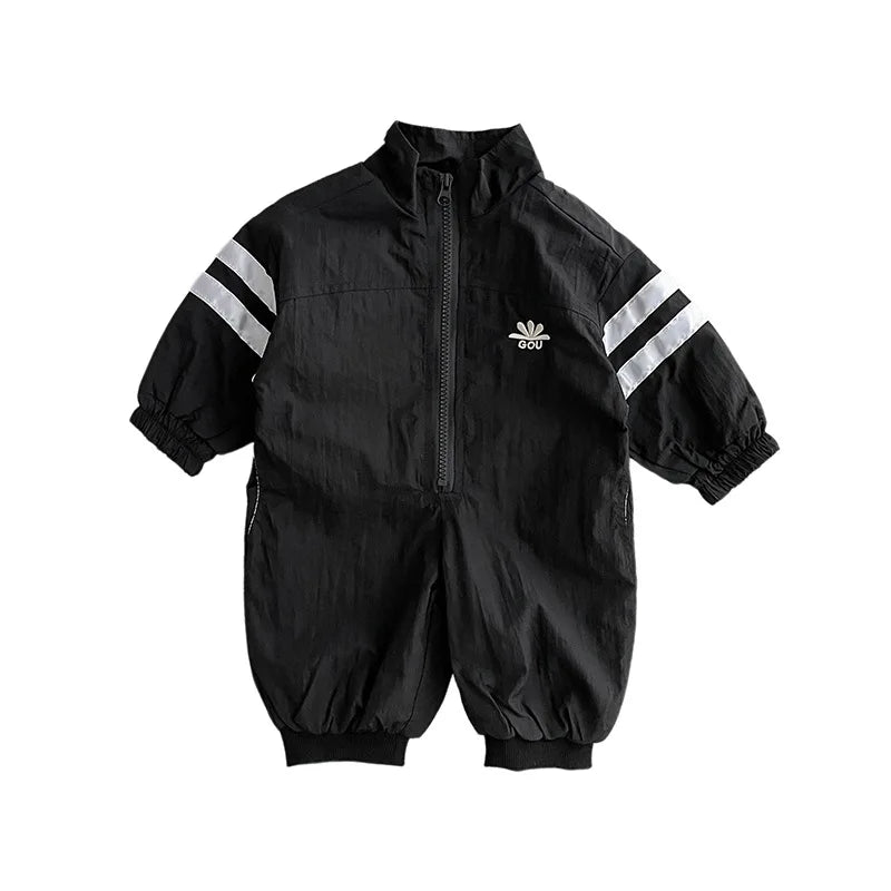 0-3Yrs Autumn Baby Boys Striped Sports Crawling Clothes With Zipper Spring Children Going Out Baby Clothes