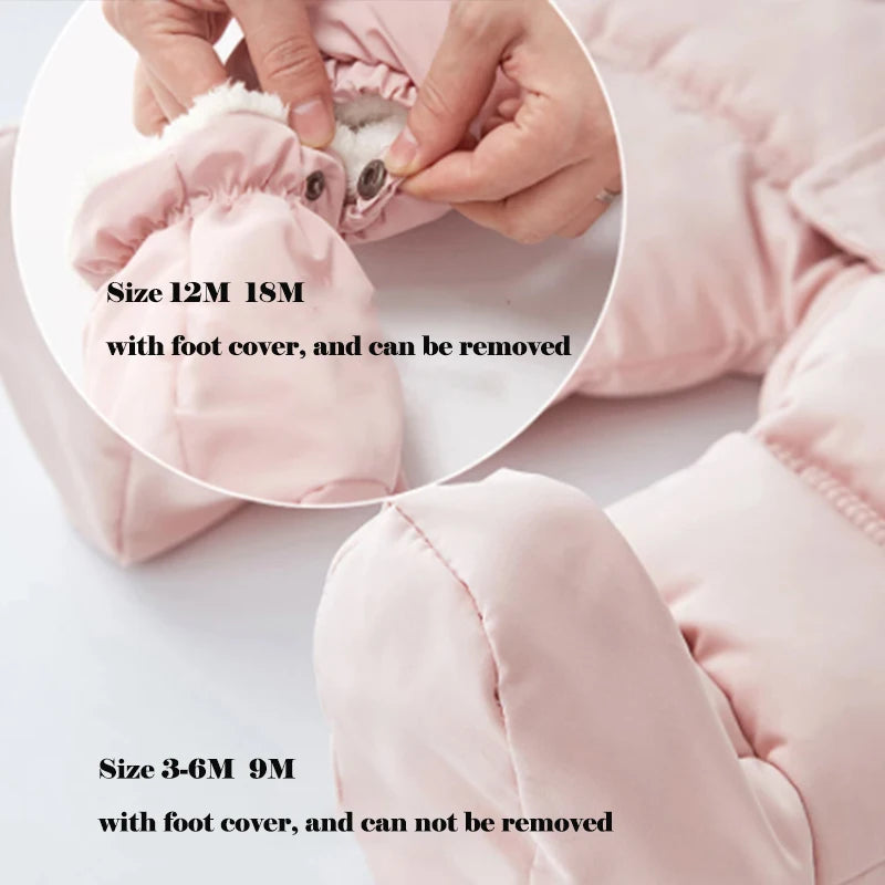 Winter Newborn Baby Girl Jumpsuit Thicken Baby Ski Suit With Gloves Belt Baby Romper Warm Infant Snowsuit Children Clothing Set