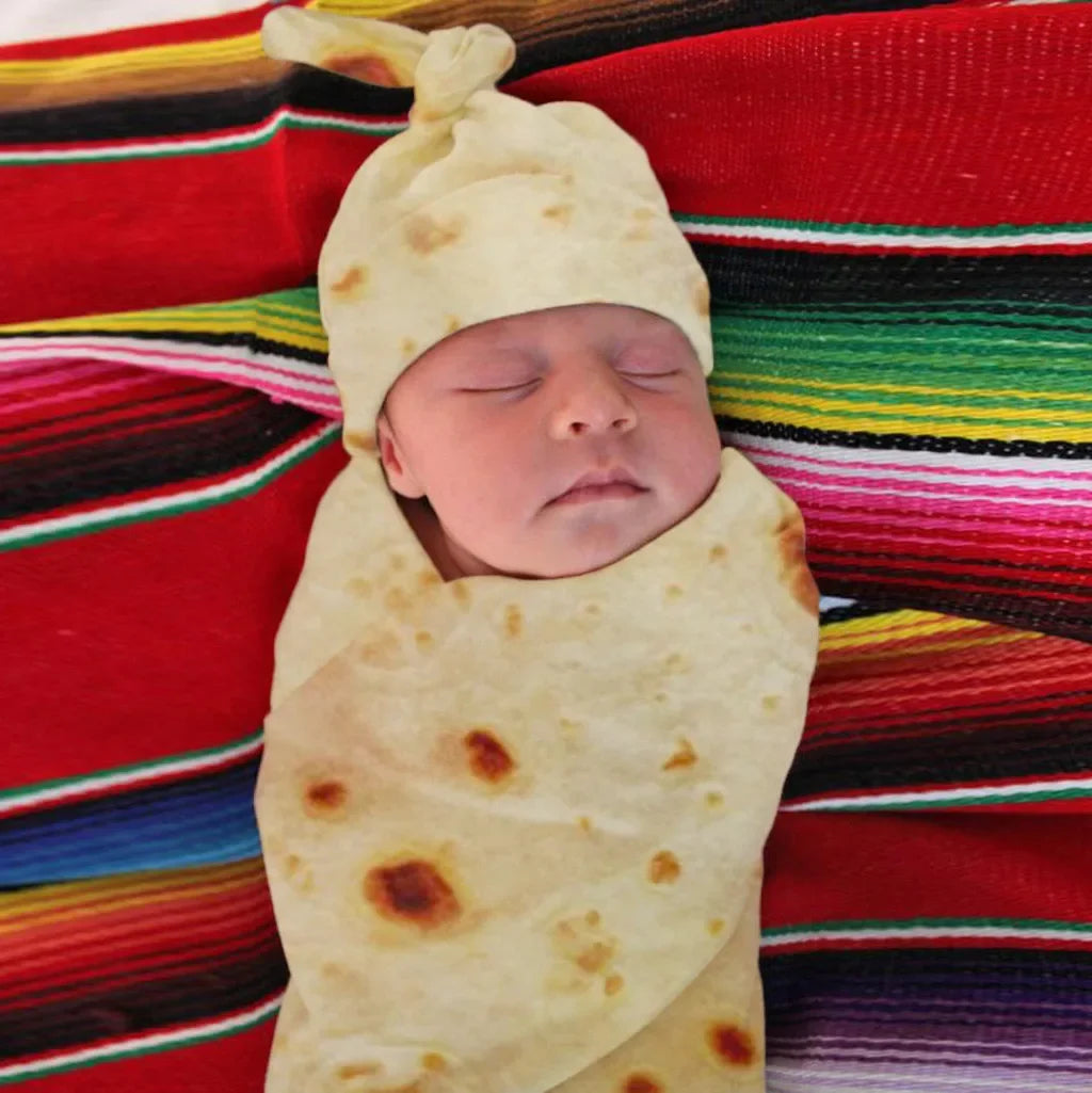 Burrito Baby Blanket Swaddle Flour Tortilla Swaddle Blanket Sleeping Swaddle Wrap With Hat