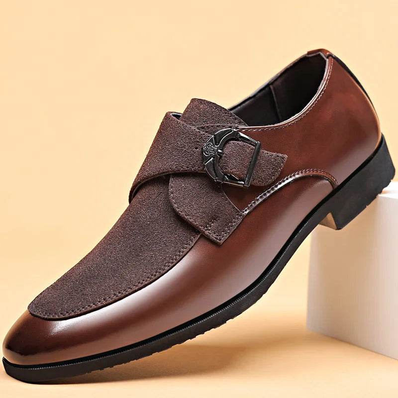 Casual Business Shoes for Men Point Toe Men Dress Buckle Shoes Luxury Men's Wedding Formal Shoes Derby Party Oxford Footwear - AIAZ