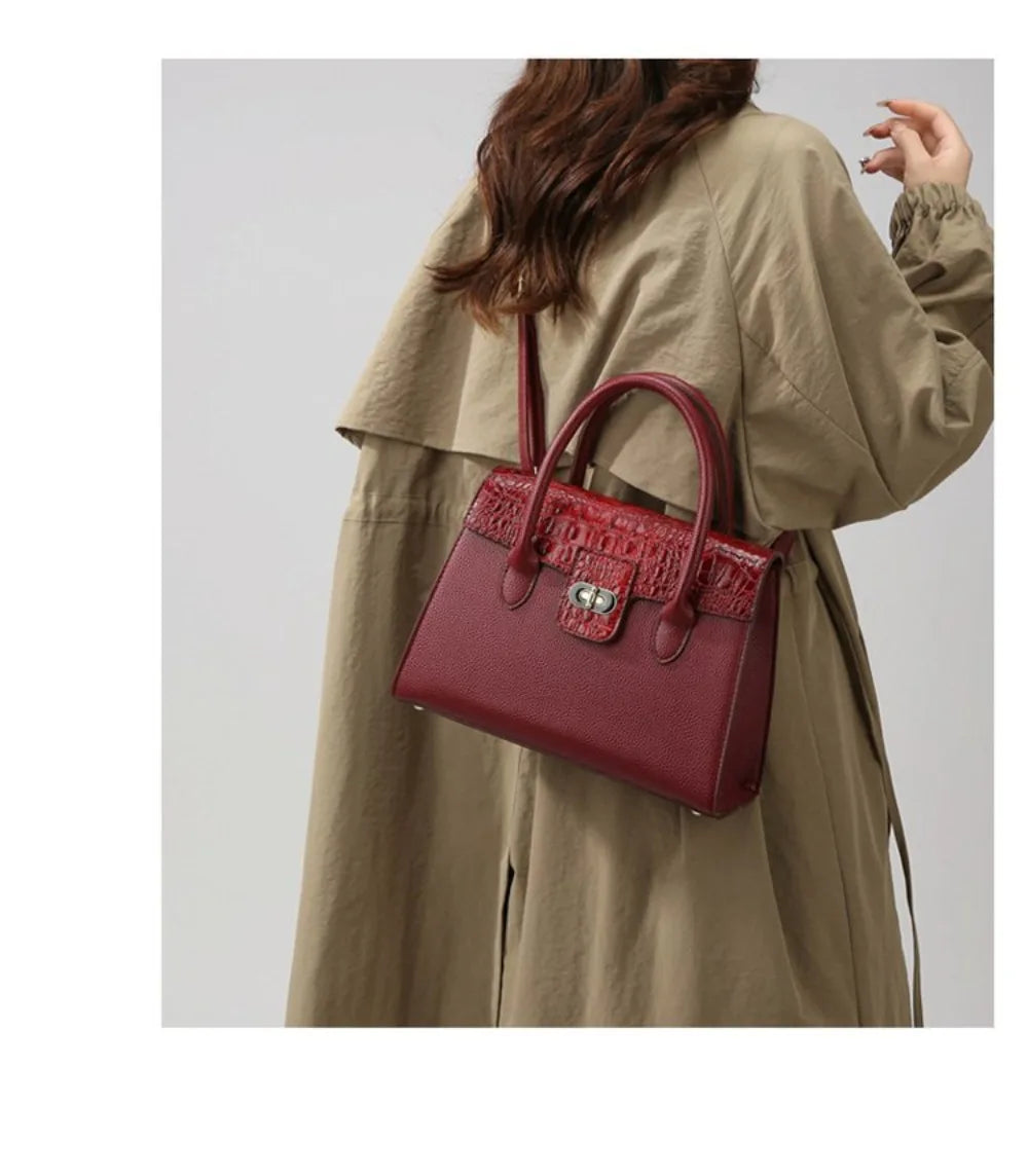 Embossed Handbag for Women 2025 New Fashionable Spacious Soft Leather Woven Rope Shoulder Hand Carry Crossbody Bag