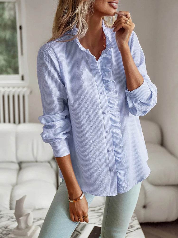 Fashion New Women Elegant Office Shirt,Long Sleeve Top Causal Comfort Simple Shirt,Shirts & Blouses,Tops For Women,Women Clothes - AIAZ