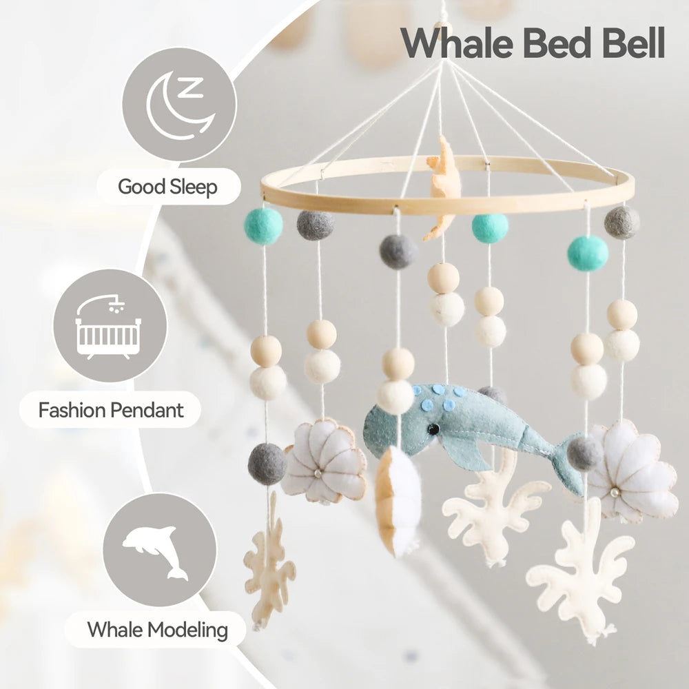 Baby Mobile Crib Bed Bell Musical Rattles Toys Soft Felt Cartoon Animal for Infants Nursery Mobiles Forest Animals Crib Toys