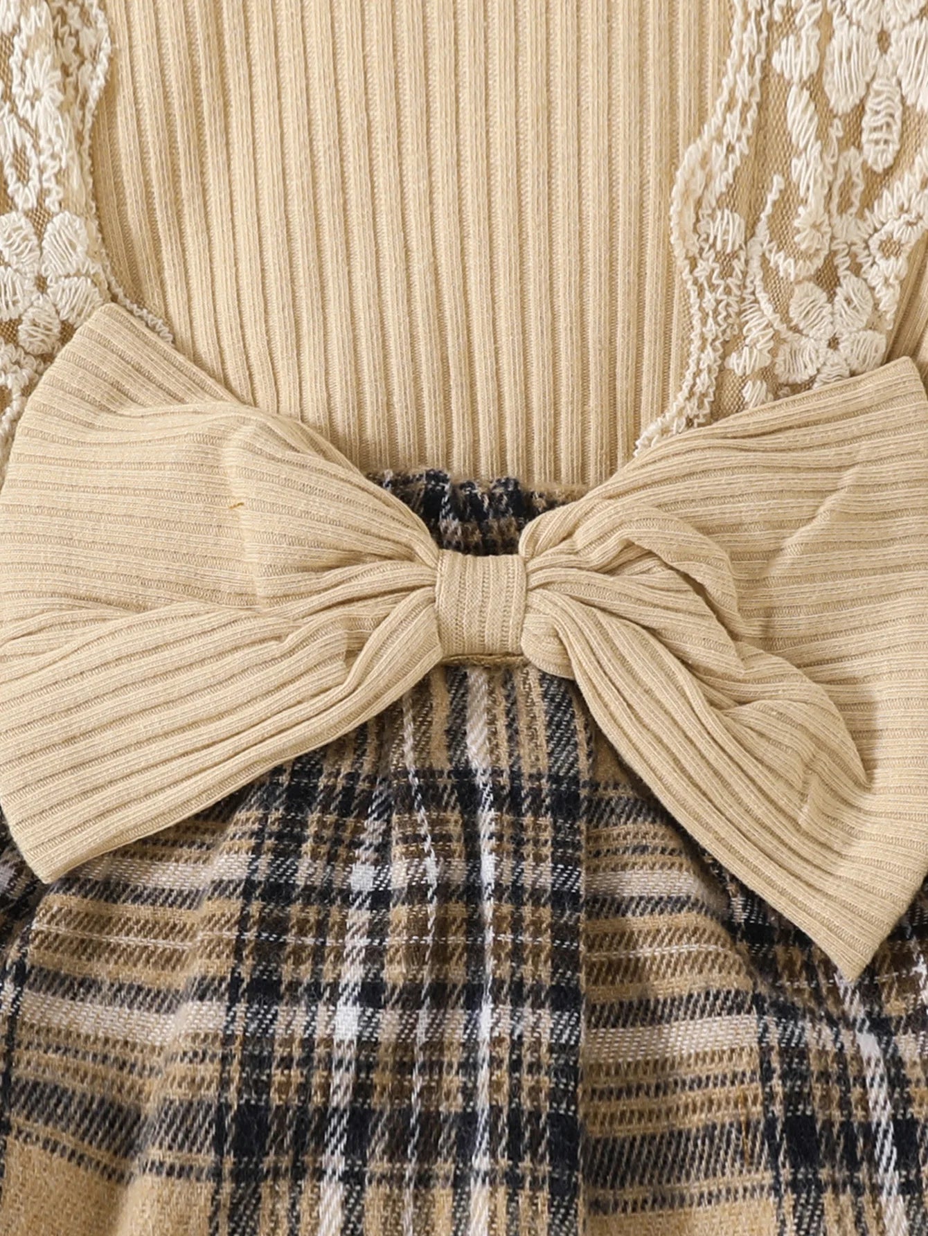 Baby Gilrs Long Sleeve Autumn/Winter Plaid With Bow Honey Jumpsuit For Newborn-18M Vacation Wear +Headband