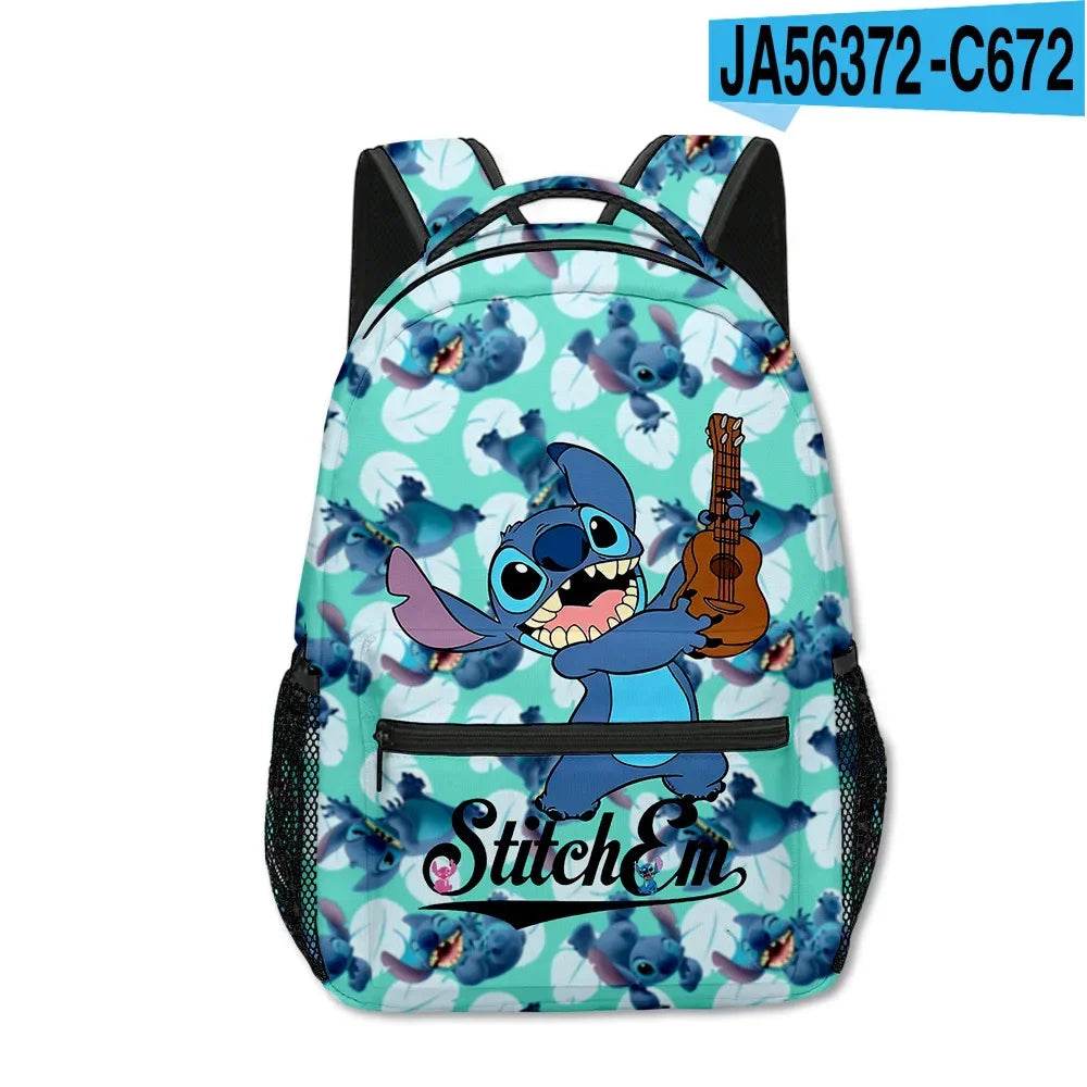 Stitch Primary School Student Anime Backpack Cartoon Large Capacity School Bag Printing Anime Kawaii Cartoon School Bag Mochila - AIAZ