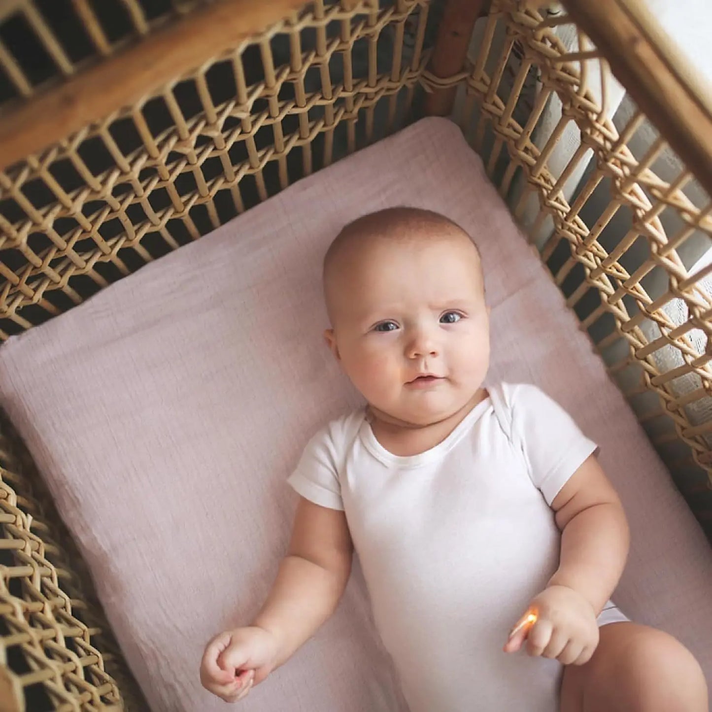 2 Pcs Baby Crib Sheets Breathable Cotton Universal Fit Solid Printing Color Bassinet Infant Bedding Fitted Sheet Sets