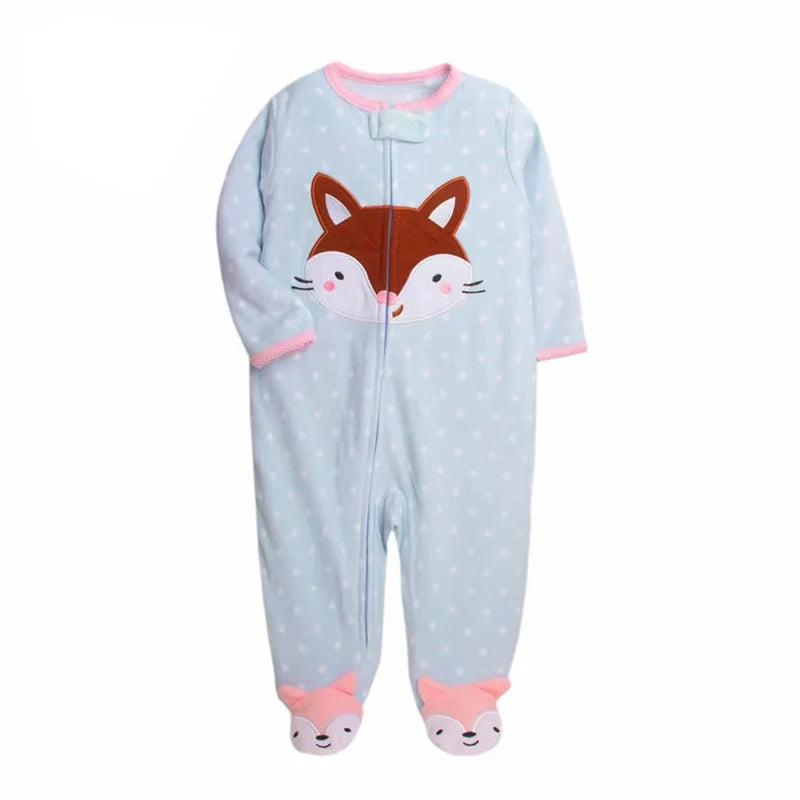 Winter Baby Boy Girl Rompers Clothes Zipper Fleece Autumn Warm Newborn Infants Pajamas Outfit Animal Jumpsuit Clothing 0 -12 M