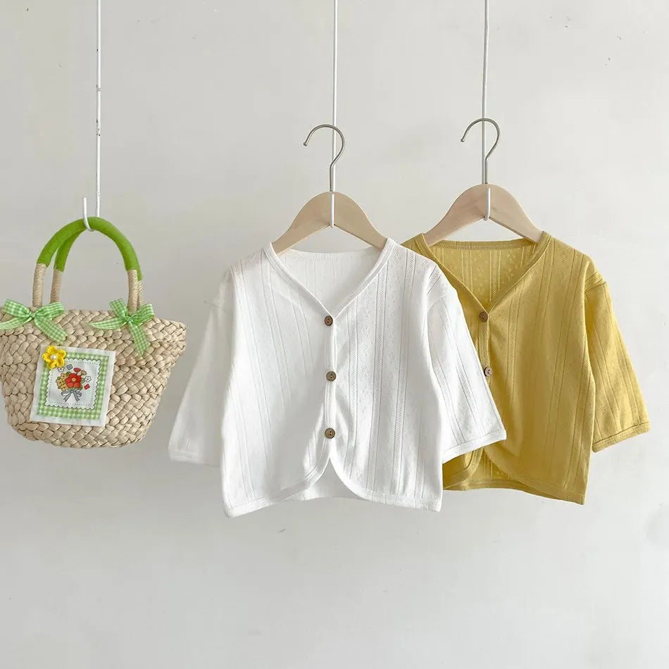 Kids Clothes Toddler Summer Jacket Infant Korean Casual Tops Boys Girls Lightweight Long Sleeve Outerwear Solid Color Cardigan