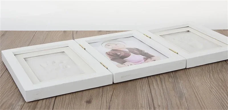 New Baby Handprints Footprints Hands Feet Mold Maker Baby Photo Frame With Cover Fingerprint Mud Set Baby Growth Memorial Gift