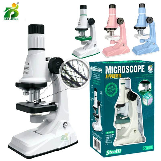Children Science Biological 200x 600x 1200x Pocket Microscope Set Lab With LED Refined Instruments Montessori Education Toy - AIAZ
