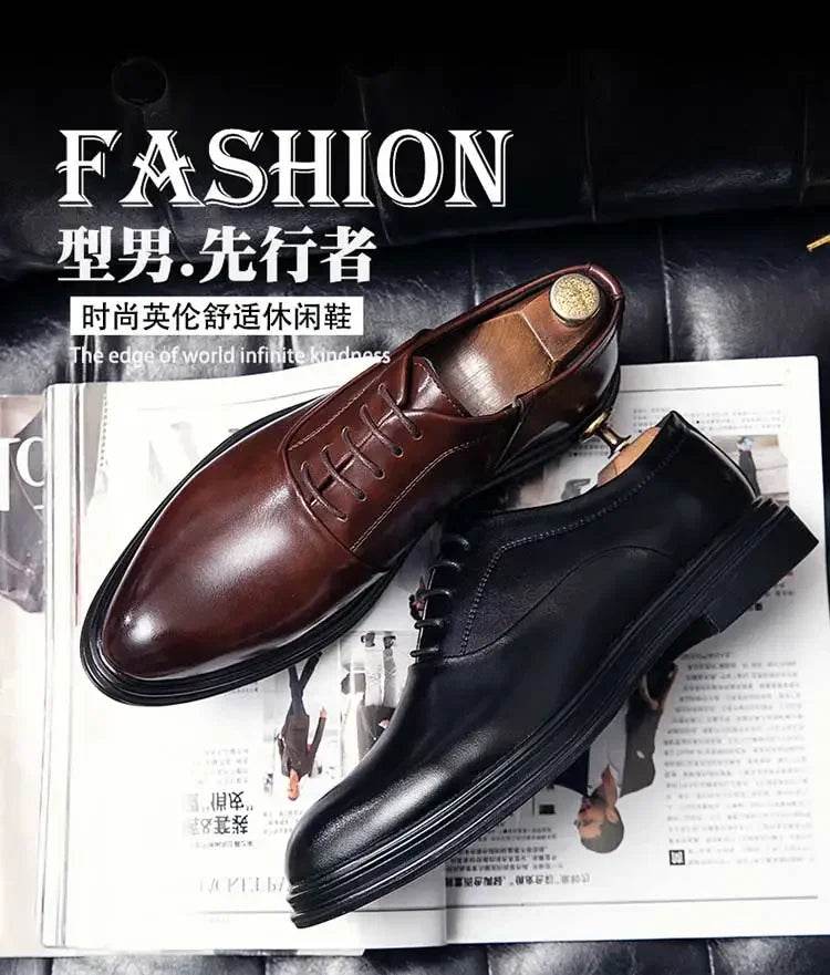 Business Formal Leather Shoes Men's Casual with Suit Low Top Solid Wedding Shoes Color Fashion Oxford Shoes Pointed Office - AIAZ
