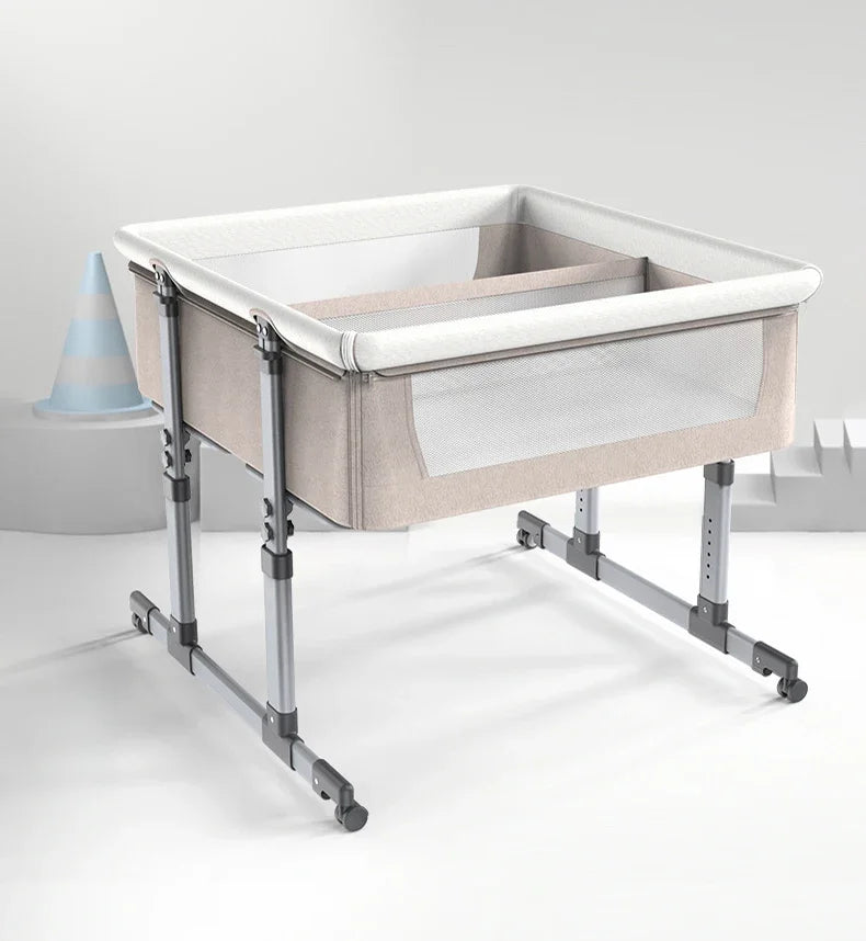 Twin Bassinet Portable Movable Newborn Crib Folding Height Adjustable Splicing Big Bed Baby Crib Baby Bed