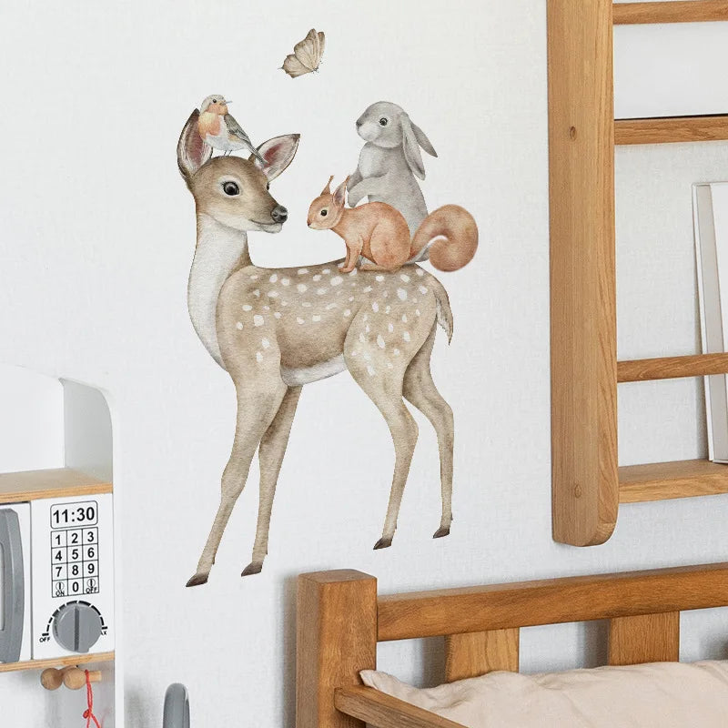 Animal Vinyl Tile Child Wall Sticker For Baby Kids Room Decoration Adhesive Wallpaper Bedroom Accessories Wall Decor Home Decor