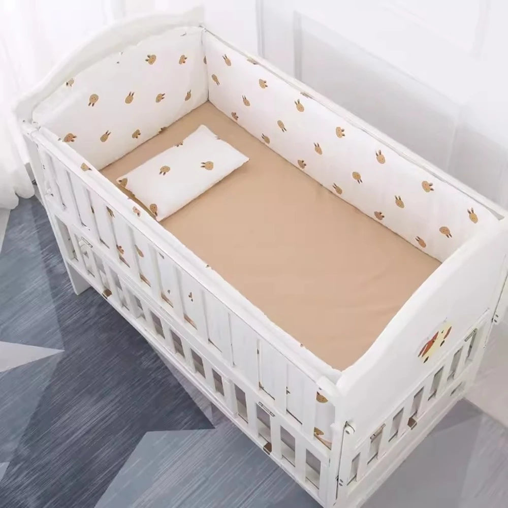 6PCS Baby Bedding Set Cotton Bedroom Decor Newborns Crib Bumpers Cushion Cotton include( 4Bumpers+Sheet+Pillow)
