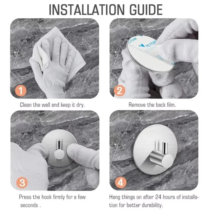 4/1pcs Black Self-Adhesive Wall Hooks for Hanging Keys Clothes Hanger Bathroom Door Robe Hook Coat Rack Towel Holder Accessories