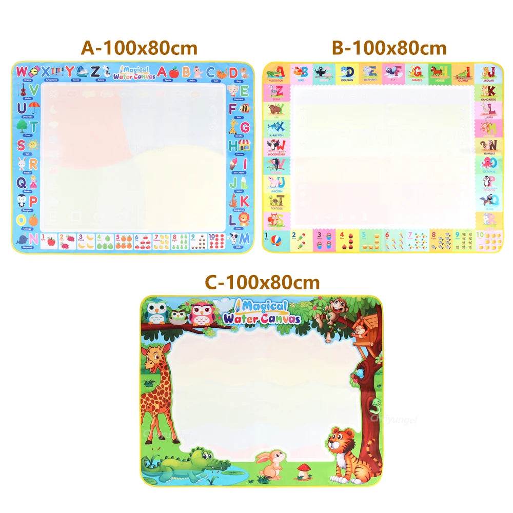 100x80CM Magic Water Drawing Mat with Reusable Magic Pens Doodle Montessori Painting Board Educational Toys Kids Gifts 39X31in - AIAZ