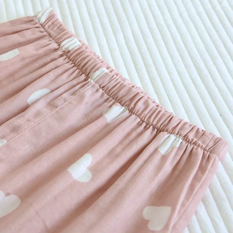New Spring and Autumn Pajama Set Women's 100% Cotton Long Sleeve Pants Two Piece Love Lovely Sweet Home Furnishing Set - AIAZ