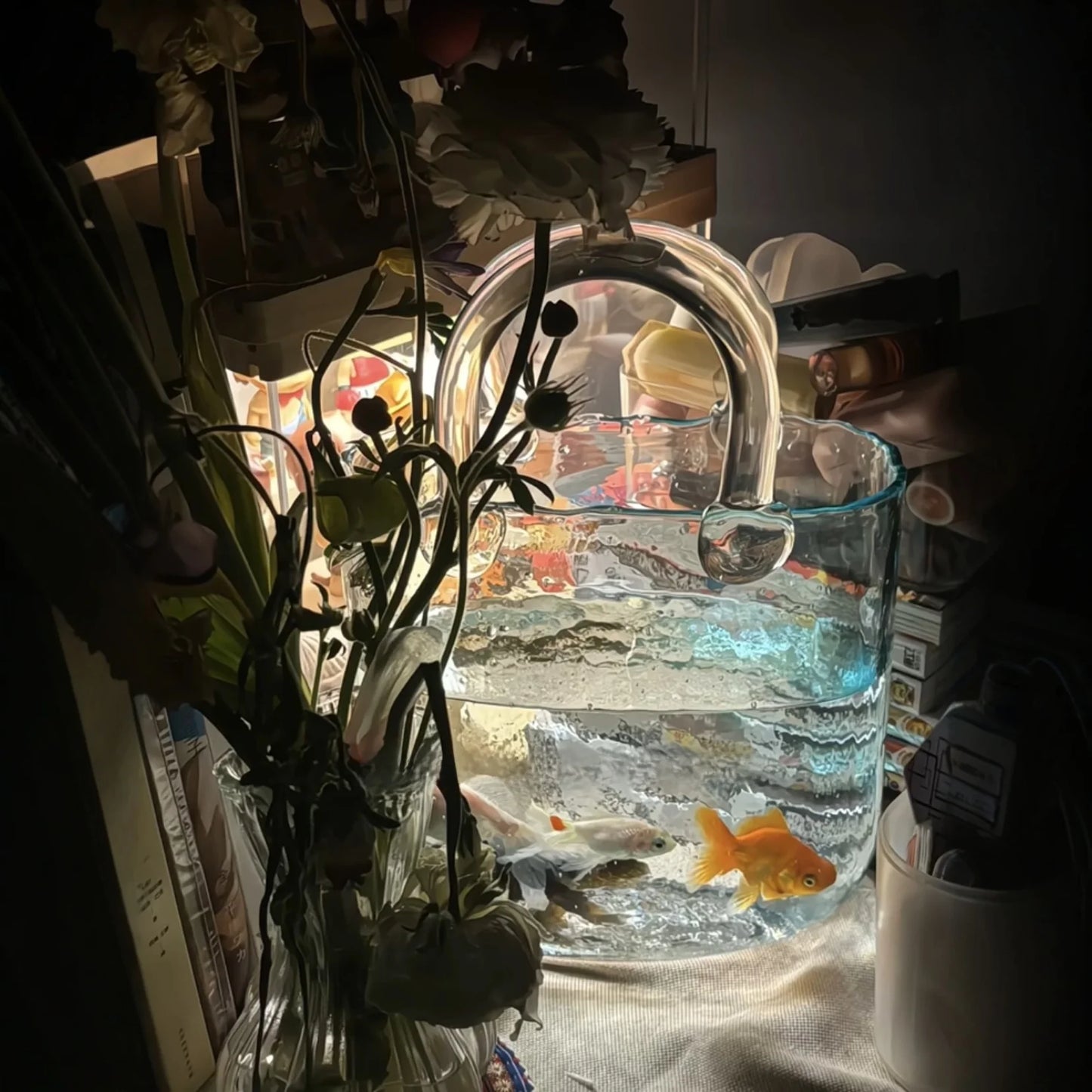 Transparent Glass Handheld Vase Creative Hydroponic Flower Arranger Living Room Decorative Tabletop Aquarium Modern Simplici