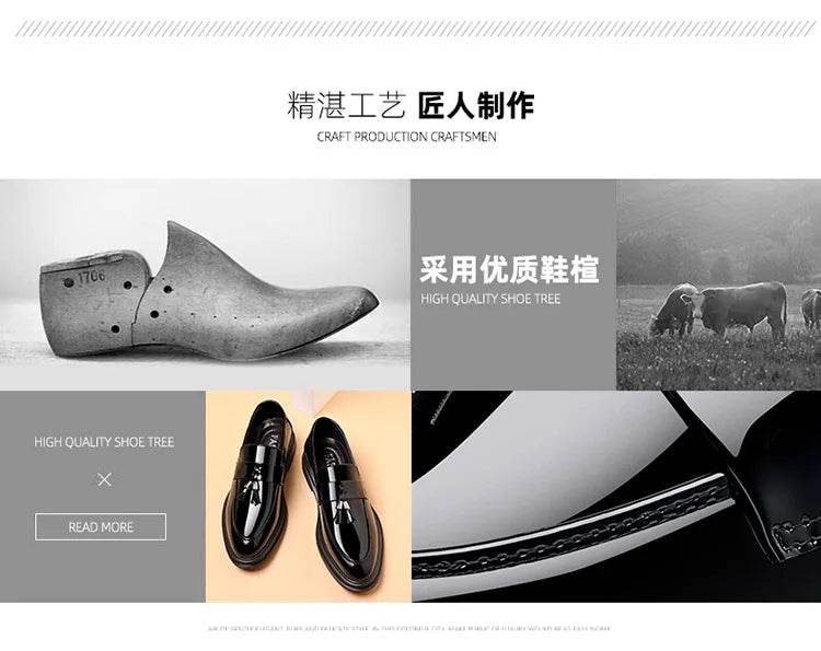 2024 New Men's Casual Business Leather Shoes Bright Black Wedding Banquet Dress Leather Shoes Large fashion Men's Shoes 38-48 - AIAZ