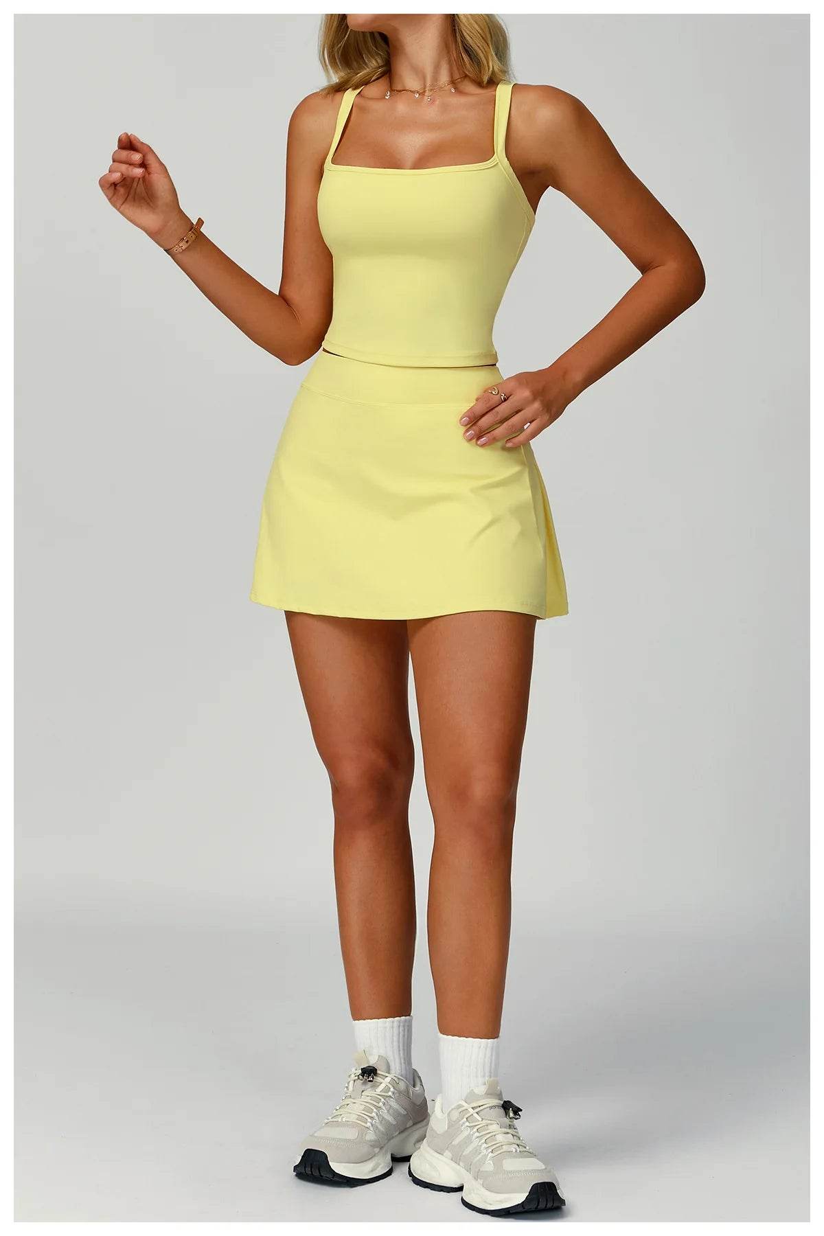 Tennis Top and Skirt Set Women Summer Sport Active Wear Badminton Golf Wear Yoga Outdoor Running Suit Black White Pink Skort - AIAZ