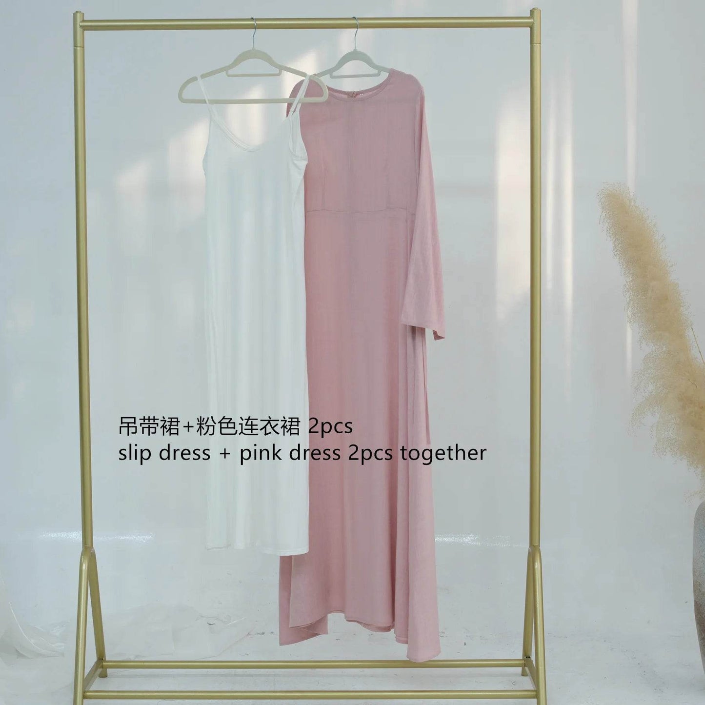 Muslim Women Long Loose Maxi Dress Dubai Turkey Solid Color Cotton Linen Waist Robe Abaya - AIAZ