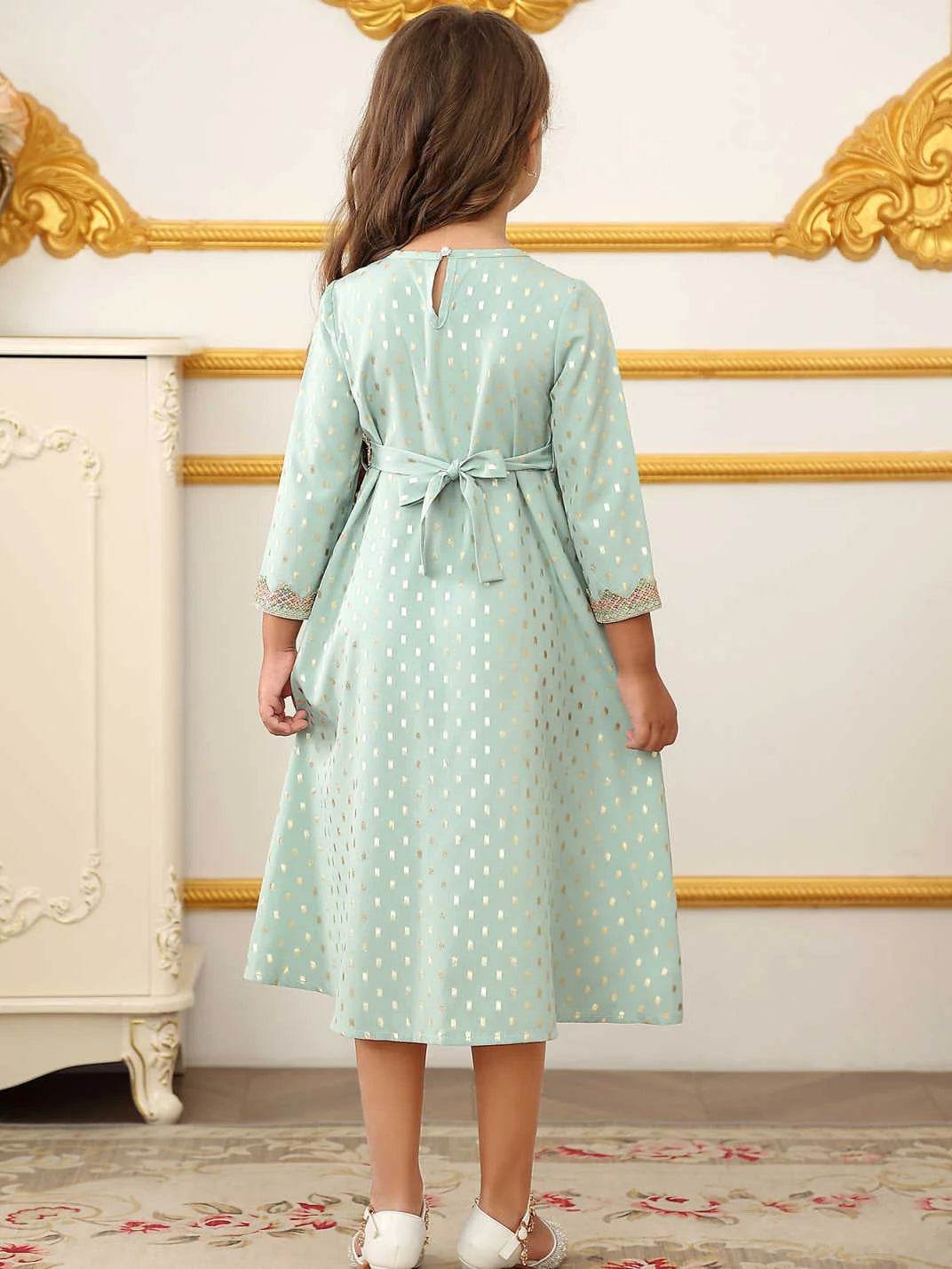 Muslim Girls Dress Gown Dubai Abaya Longsleeve Girls Children Clothing Embroidered Abaya for Eid al-Fitr Ramadan 4-12Y - AIAZ