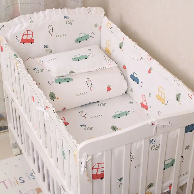 6/9pcs Elephant Baby Bedding Set Cotton Bedroom Decor Baby Girl Boy Crib Bed Linens Bed Bumper 120*60/120*70cm