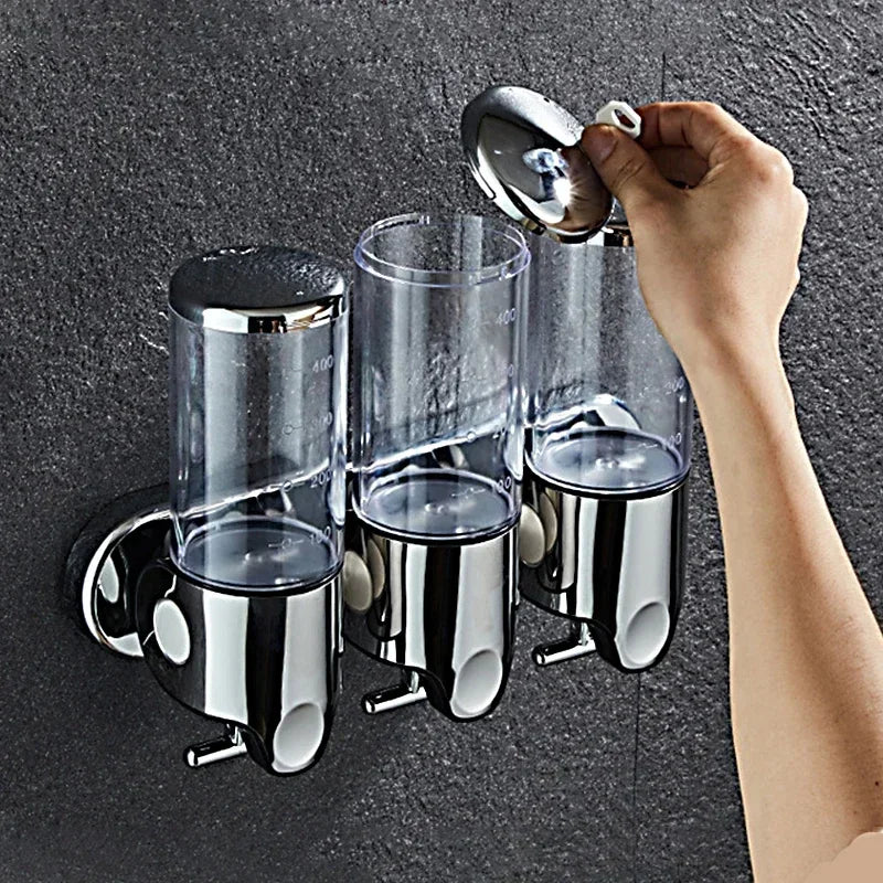 Soap Dispensers Shampoo Dispenser Hotel Bathroom Toilet Wall-mounted Shampoo Shower Gel Press Box Soap Pump Barrel Hand Liquid