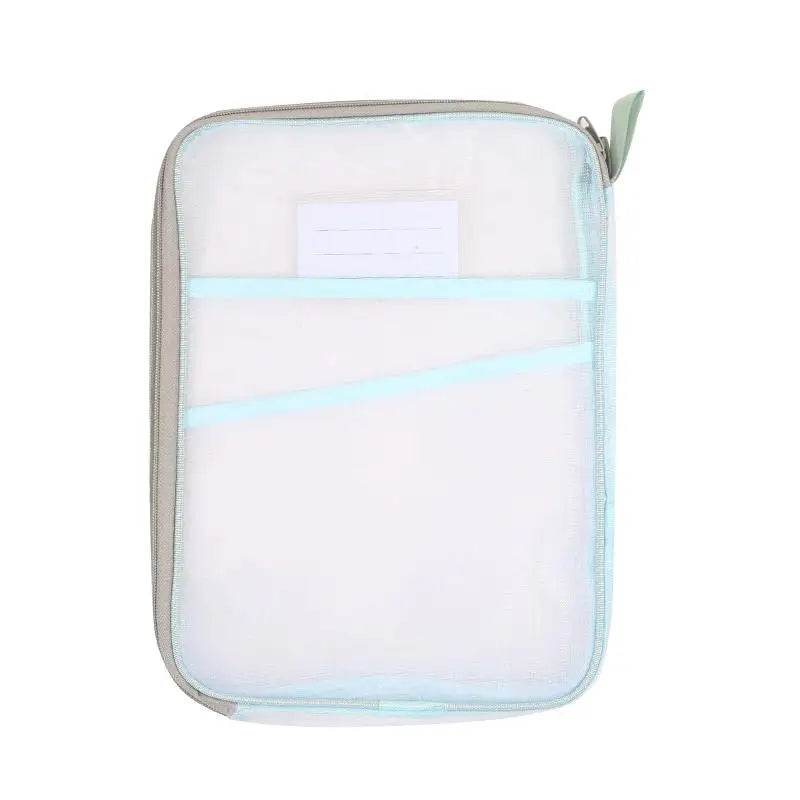 School Office Supplies Stationary Bag Stationery Storage Bag Double-layer Mesh Zipper Bag Large Capacity Organizer Folders - AIAZ