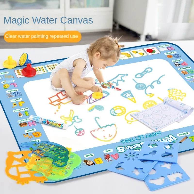 Magic Water Drawing Mat Reusable Doodle Painting Board with Pens Montessori Educational Toys for Kids Halloween Christmas Gift - AIAZ