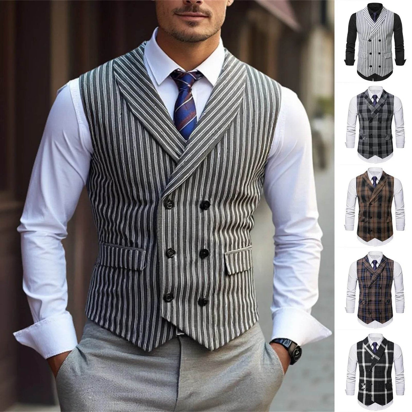 2025 Men's Spring Casual Single Button Suit Vest V Neck New Style British Men's Suit Vest Waistcoat Formal Business Suit Vest - AIAZ