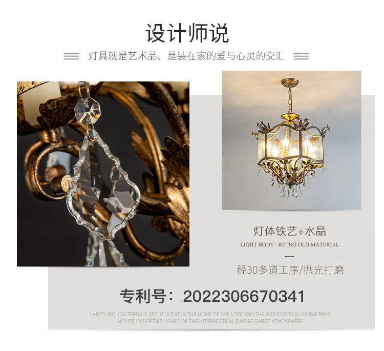 American Restaurant Chandelier Vintage   French Candle Bedroom Crystal Lighting Including light bulbs