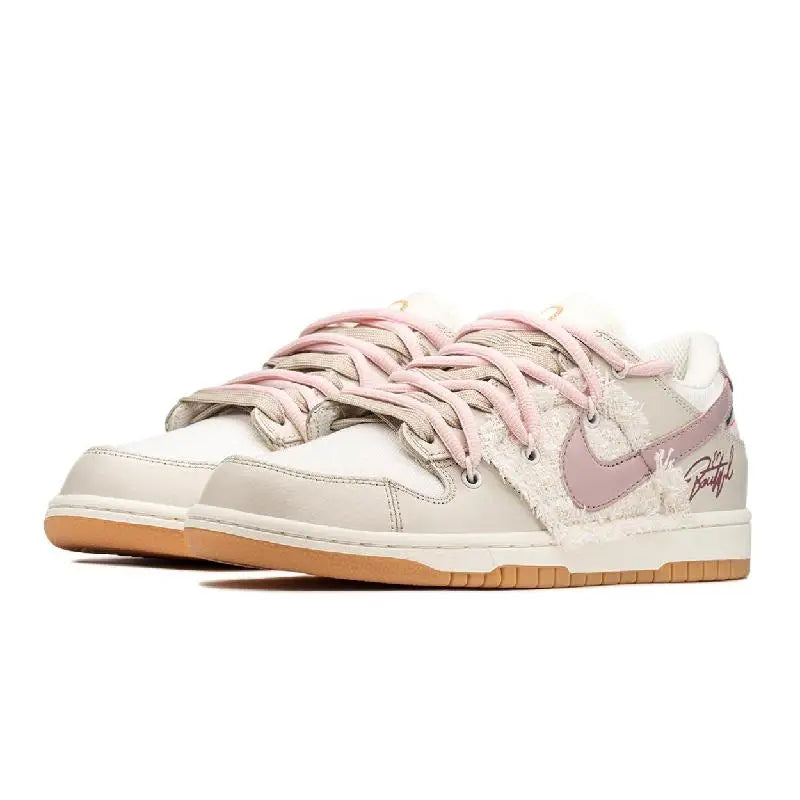 【Customize】Nike Dunk Skateboarding Shoes Unisex Low-top Beige/Pink Sneakers shoes FJ5475-100