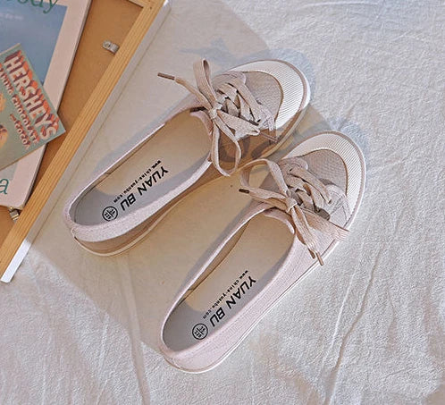 Shoes For Women Flat Canvas Lace Up Woman Footwear White Comfortable And Elegant Stylish Low Price Daily Routine 39 Sale A