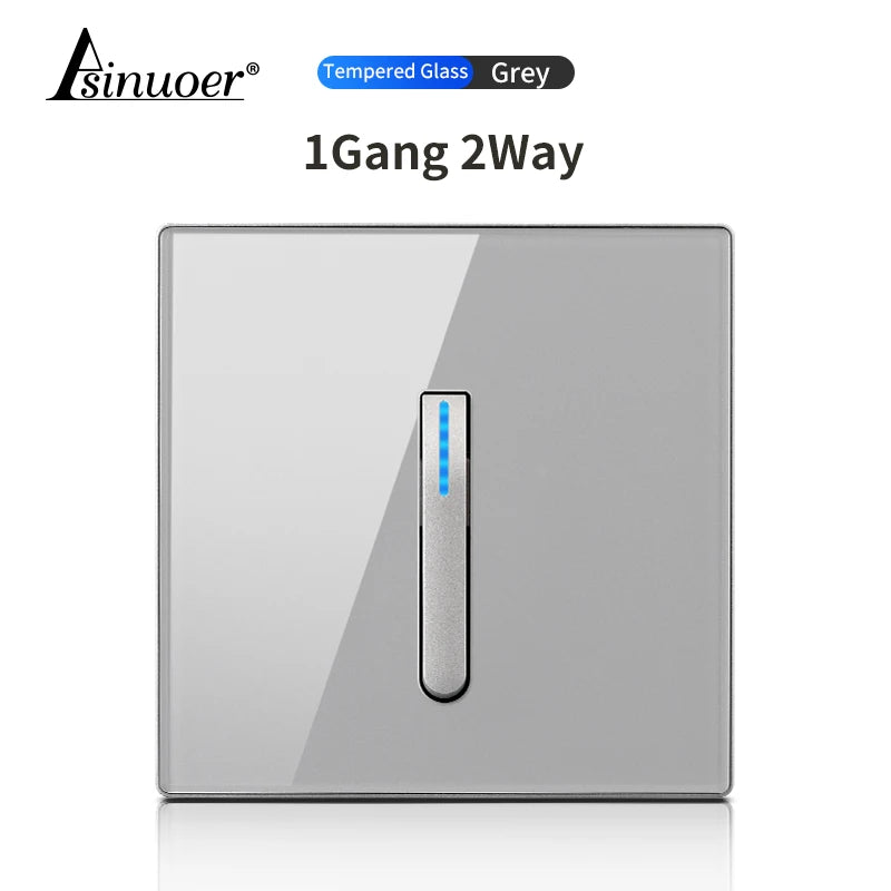 Glass Panel Wall Switch LED European 16a Socket Retro Toggle Light Switch EU UK Standard 2way Socket 1-4gang USB Home Decoration
