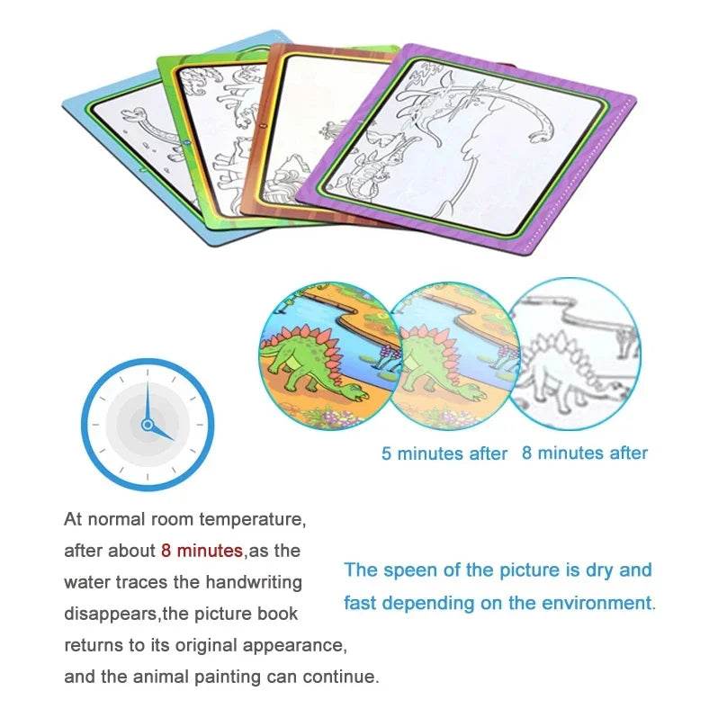 Children Early Education Toys Magical Book with Pen Water Drawing Toys Gift Reusable Coloring Book Magic Drawing Book - AIAZ