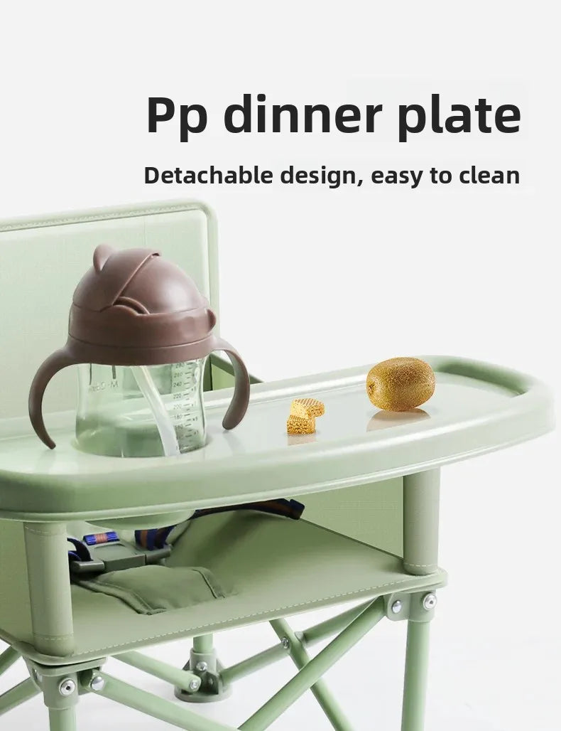 Foldable Baby Highchair with Anti-Slip Seat-Multi-Functional Feeding Chair for Outdoor Easy-Clean Portable Design for Beach