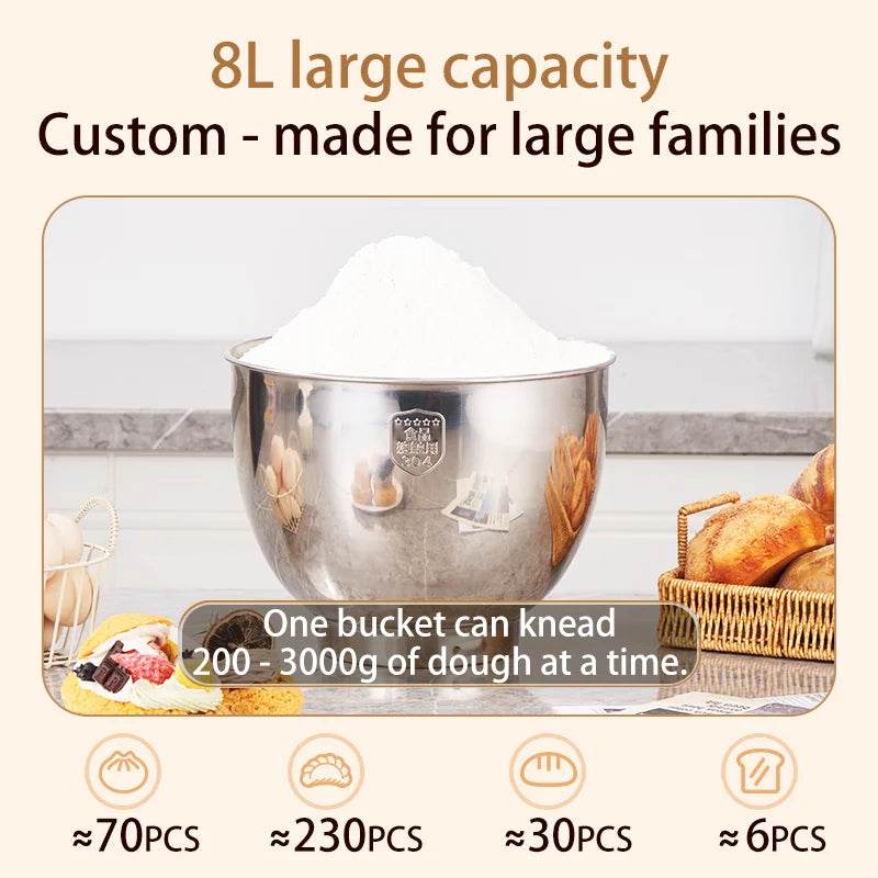 SUNATUR 2000W electric kitchen blender 8L stand mixer machine Egg Beating cream All-in-One Mixer Household Auto Dough Kneading - AIAZ