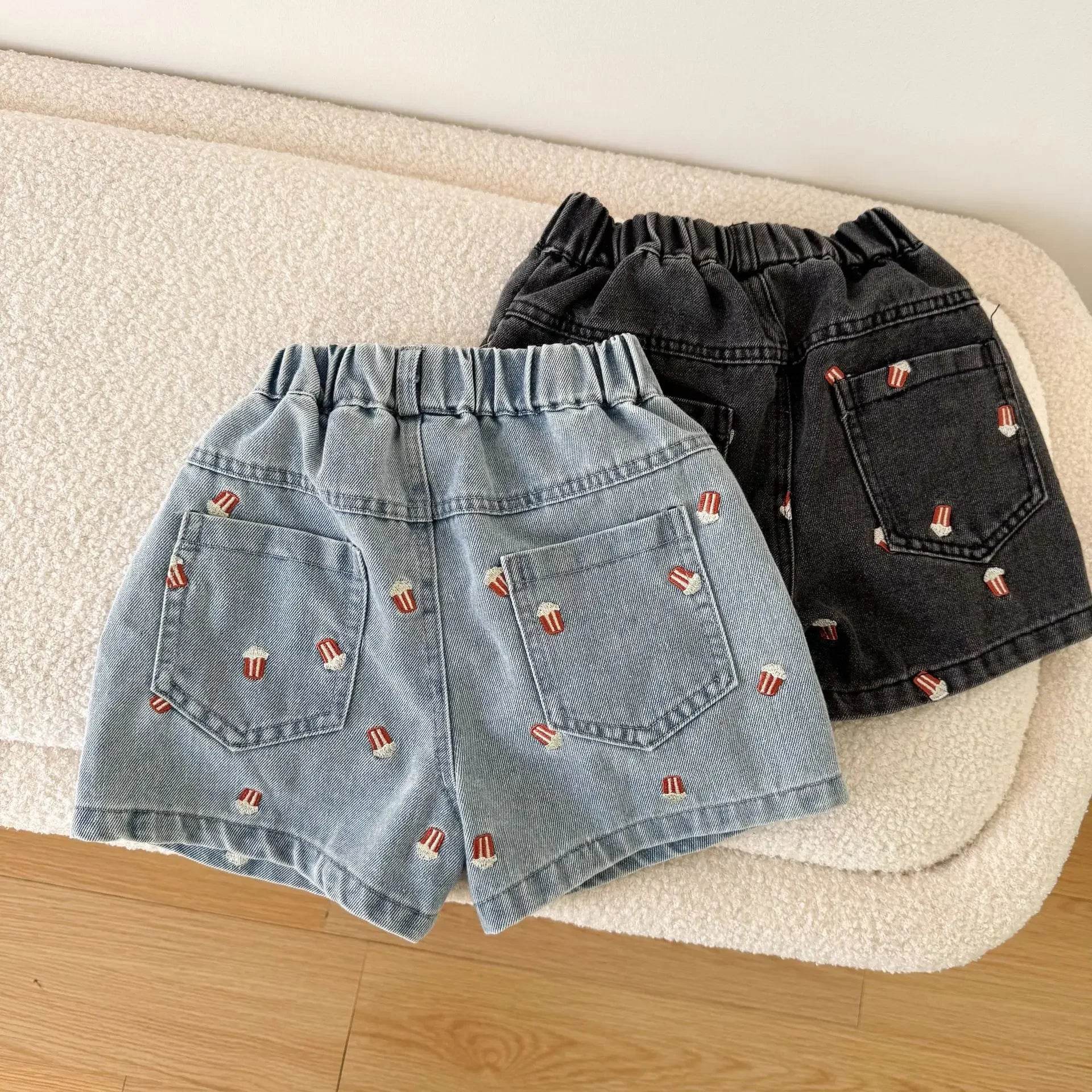 Fashion Cartoob Print Denim Kids Shorts Girls Pants Summer 2025 New Boys Summer Clothes Baby Loose Casual Pants - AIAZ