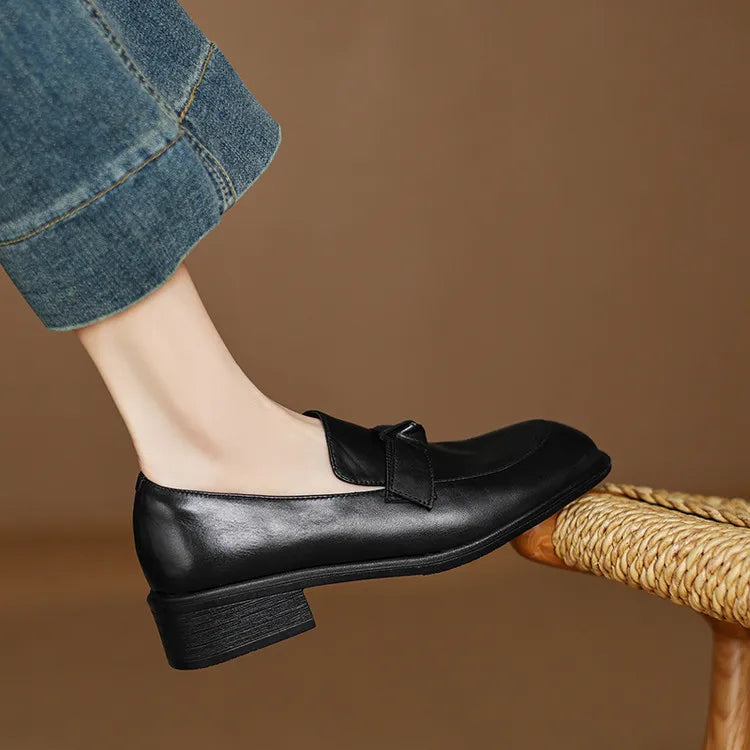 Dress Shoes Women Loafers Cow Leather Sheepskin Rubber Formal Business Suit Ladies 2025 Spring Autumn Handmade