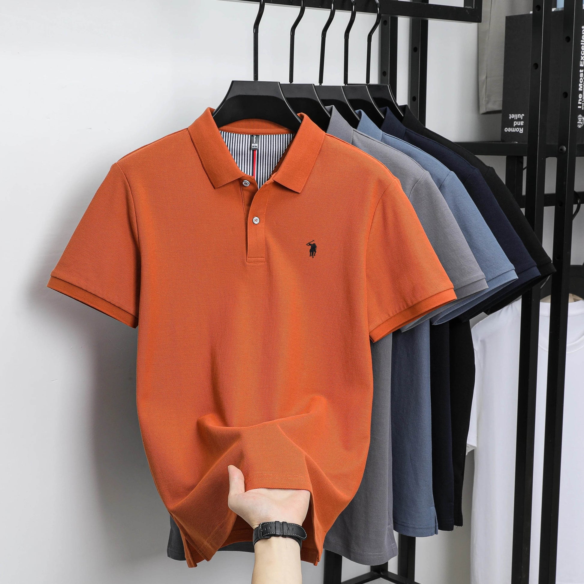 100% pure cotton summer new fashionable men's shortsleeved luxury customized business polo shirt exquisite embroidery Tshirt top - AIAZ
