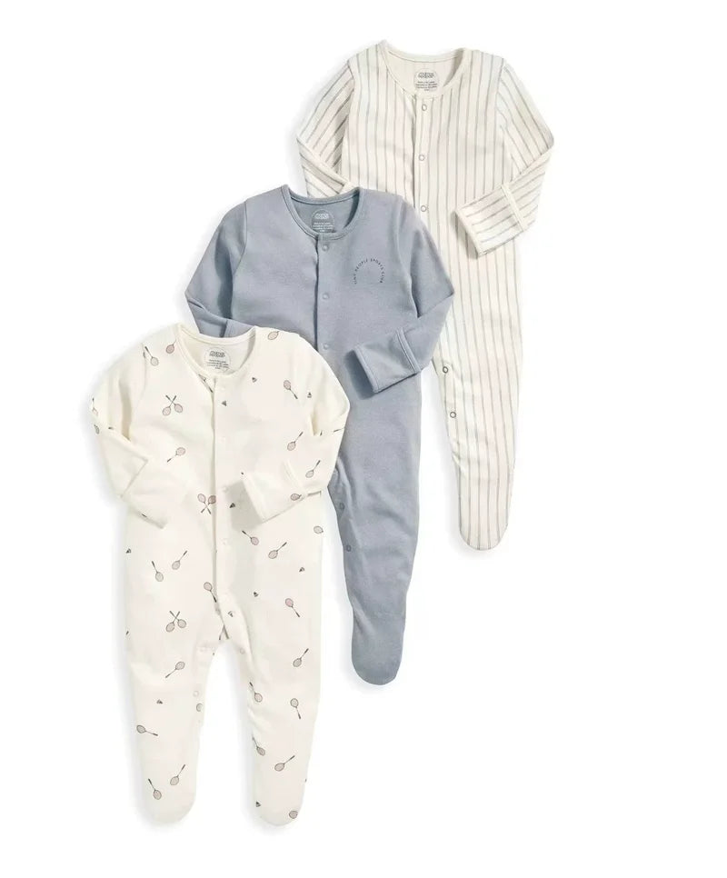 IYEAL 2025 Spring Newborn Clothing Infant Jumpsuits 100% Cotton Long Sleeve Baby Boys Girls Clothes Pajamas 3Pcs/Lot