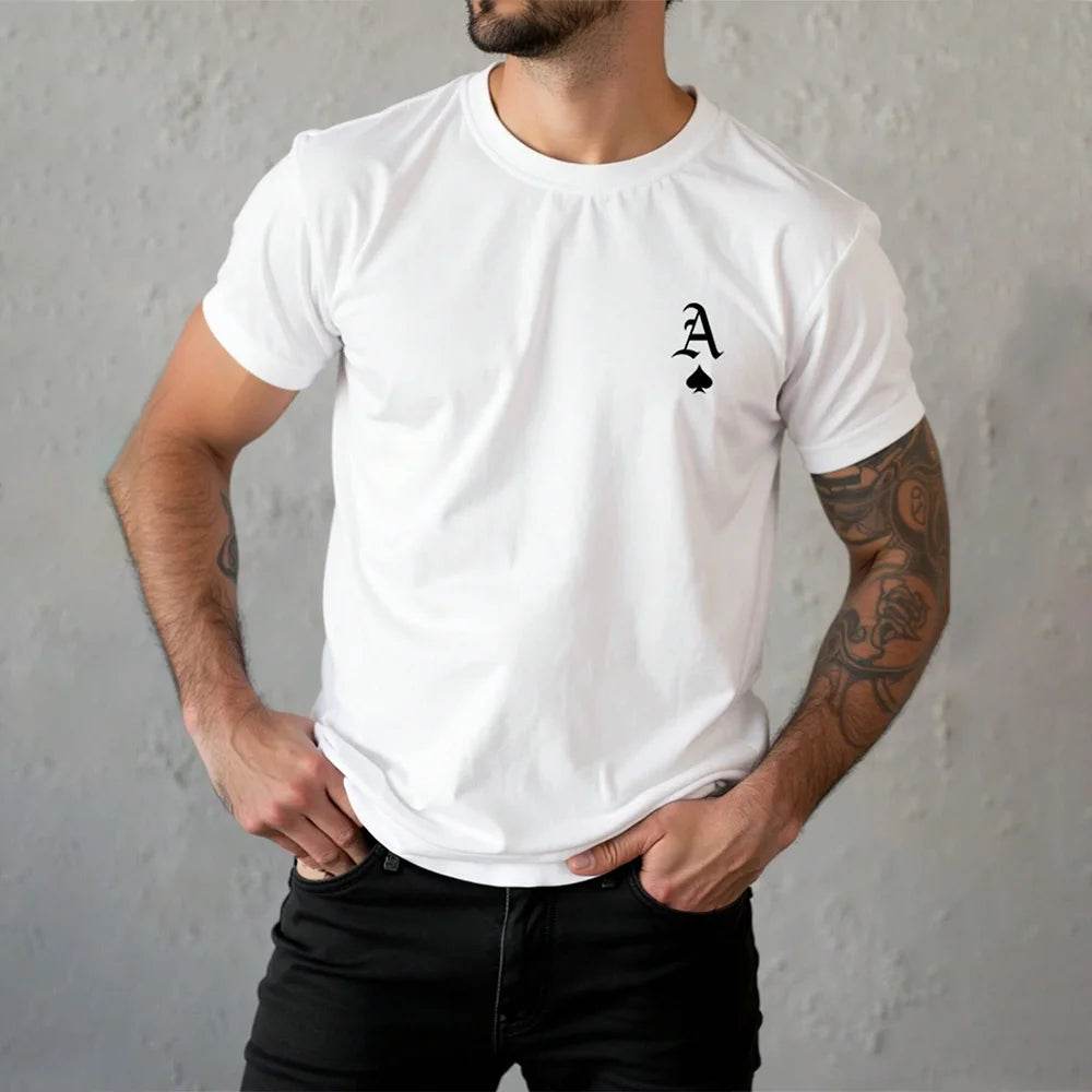 2025 Men's Clothing Fashion Black A Logo Printed T-Shirt Casual Street Short Sleeve Top Lightweight Breathable Fitness T Shirt - AIAZ