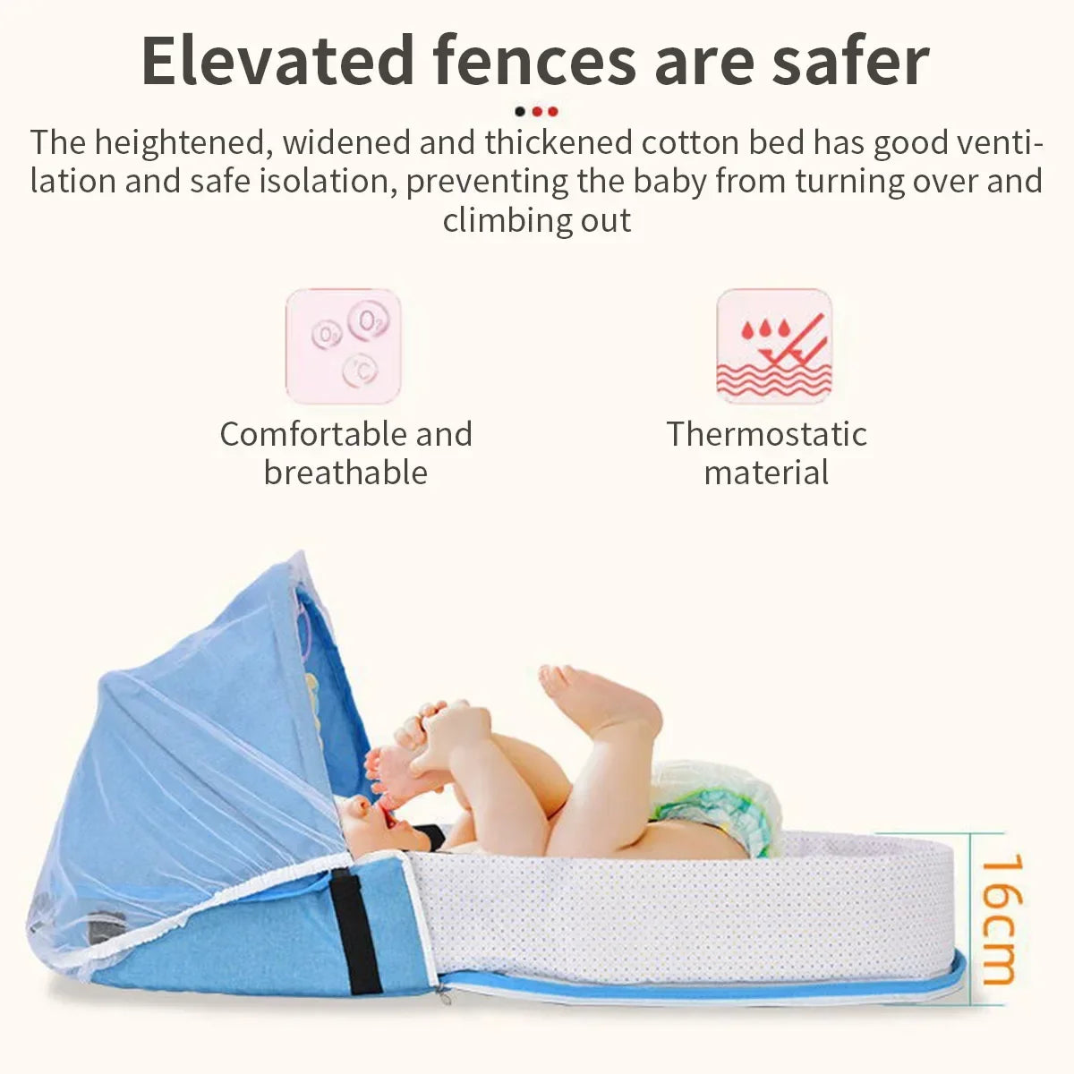 Folding Anti-crush Baby Crib Convenient Bed Middle Bed with Mosquito Net Comfortable Mattress Travel Crib for Newborn Baby Bed