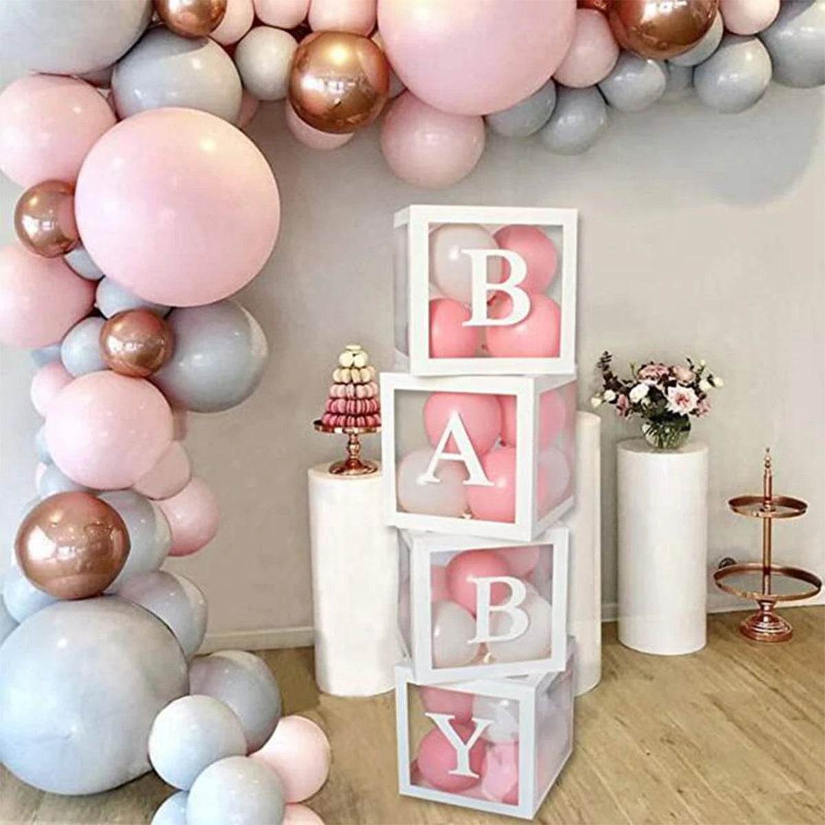 BABY Balloon Box Baby Shower Decoration Boy Girl One Year Frist One 1st Birthday Birthday Party Docor Kids Gender Reveal Decor - AIAZ