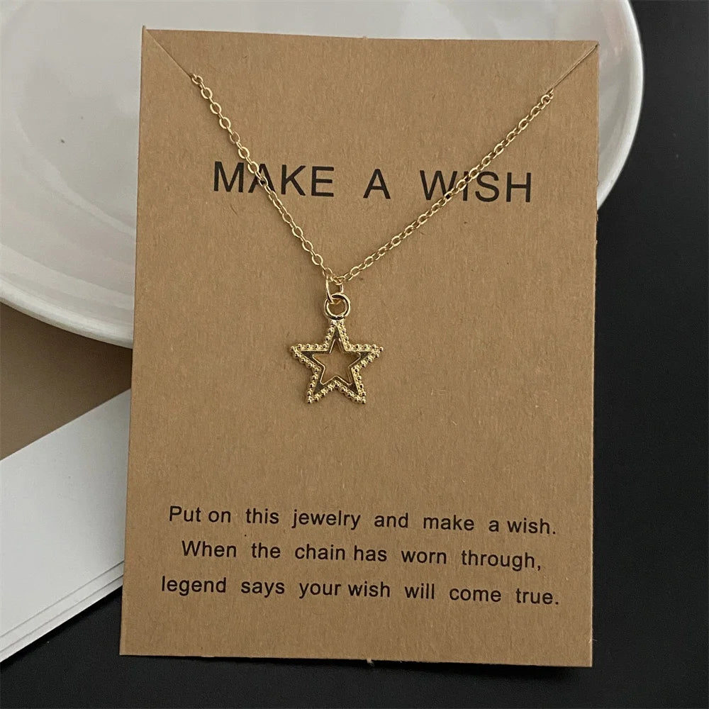 New Fashion Love Heart Pendant Necklace Animial Plam Geometric Trendy Gift Necklace Golden Color Collar Jewelry Wholesale