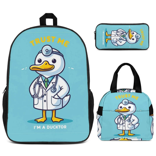 3Pcs Set School Backpack with Front Pocket,Cartoon L-eveling School Bags for Girls Boys,Large Child Backpack - AIAZ