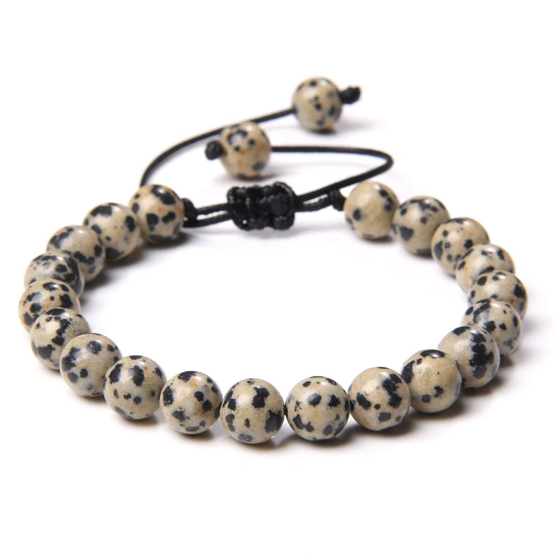 8MM Stone Bead Braid Bracelets Minimalist Natural Carnelian Agates Jades Gem Woven Bangle Healing Jewelry Gift For Women Men