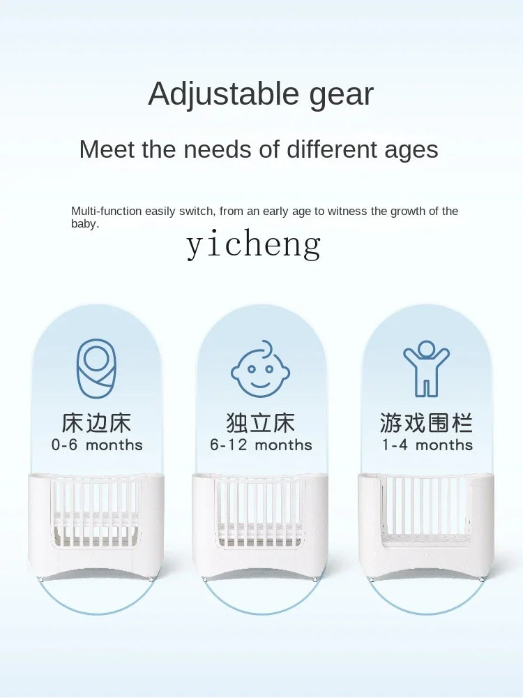 zz  Movable Crib Bed Diaper-Changing Table Lifting Multifunctional Children's Bed Cradle Newborn